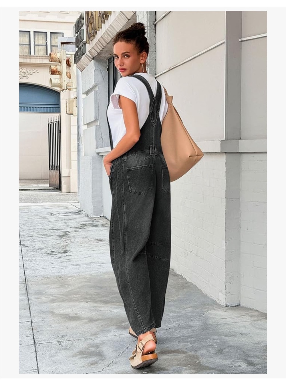 Black Washed Denim Overalls - Picture 7 of 7